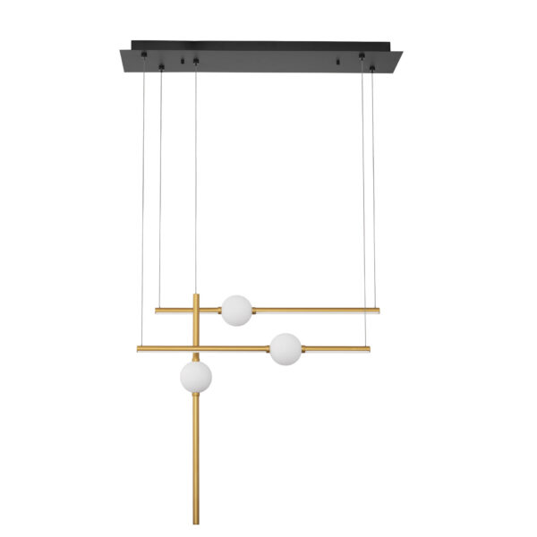 Lustra Acrobat 27W 3000K, Negru, Alb, Auriu si Sticla, Aluminiu Nova Luce
