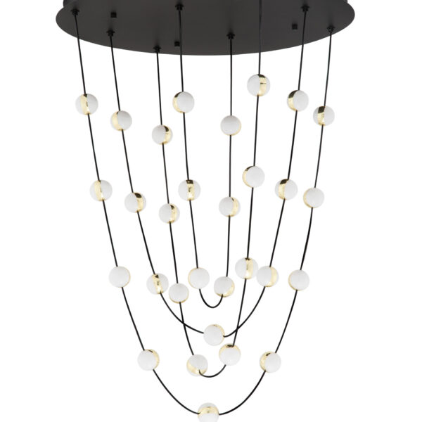 Lustra Alcinoe 102W 3000K, Negru, Auriu si Aluminiu, Acrilic Nova Luce