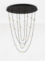 Lustra Alcinoe 102W 3000K, Negru, Auriu si Aluminiu, Acrilic Nova Luce