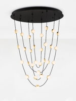 Lustra Alcinoe 102W 3000K, Negru, Auriu si Aluminiu, Acrilic Nova Luce