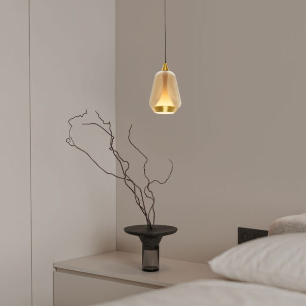 Lustra Alish 8W 3000K, Negru, Auriu, Chihlimbariu si Sticla, Metal Nova Luce