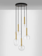 Lustra Amelia 25W, Auriu si Sticla, Metal Nova Luce