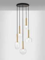 Lustra Amelia 25W, Auriu si Sticla, Metal Nova Luce