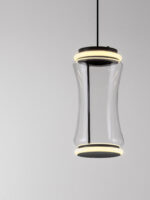 Lustra Anapnoe 23W 3000K, Negru si Otel, Sticla, Aluminiu Nova Luce