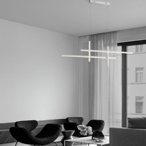 Lustra Antama 40W 3200 K, Alb si Otel, Aluminiu, Acrilic Nova Luce