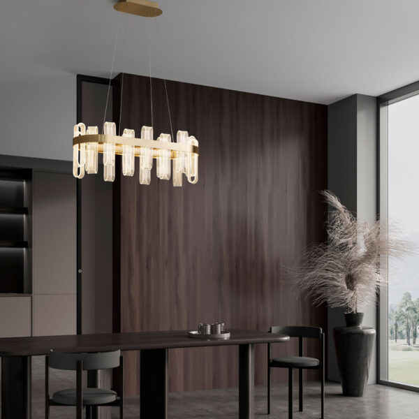 Lustra Argo 82W 3000K, Auriu si Metal, Acrilic Nova Luce