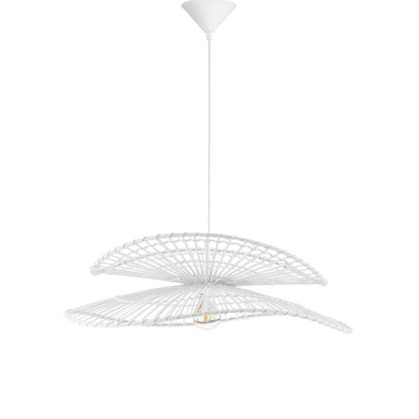 Lustra Artic 12W, Alb si Otel, Ratan, Bambus Nova Luce