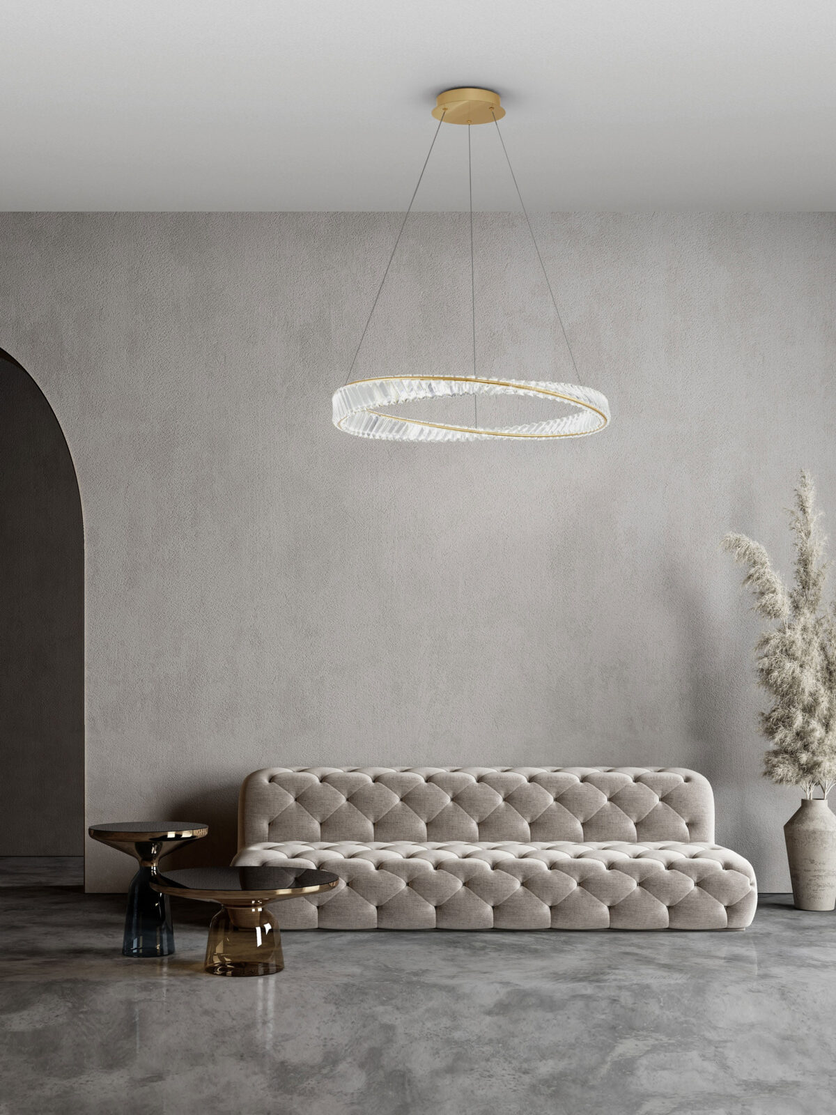 Lustra Aurelia 43W 3500 K, Auriu si Metal, Cristal Nova Luce