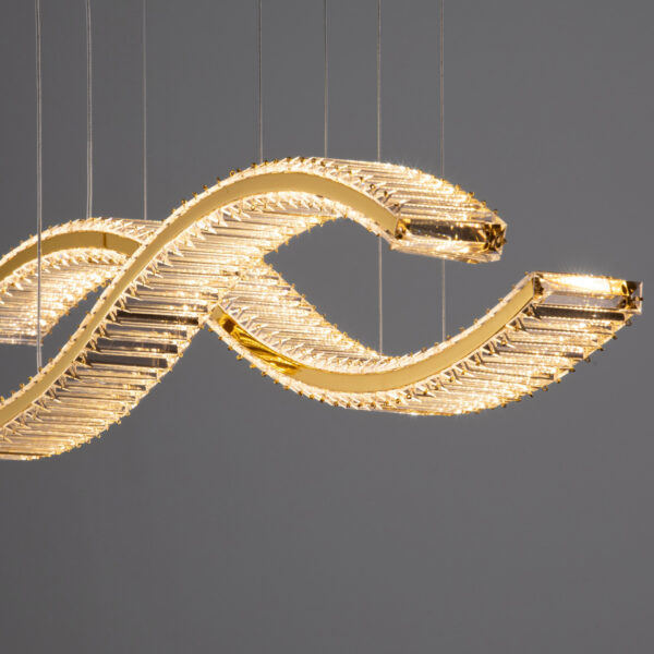 Lustra Aurelia 95W 3500 K, Auriu si Metal, Cristal Nova Luce