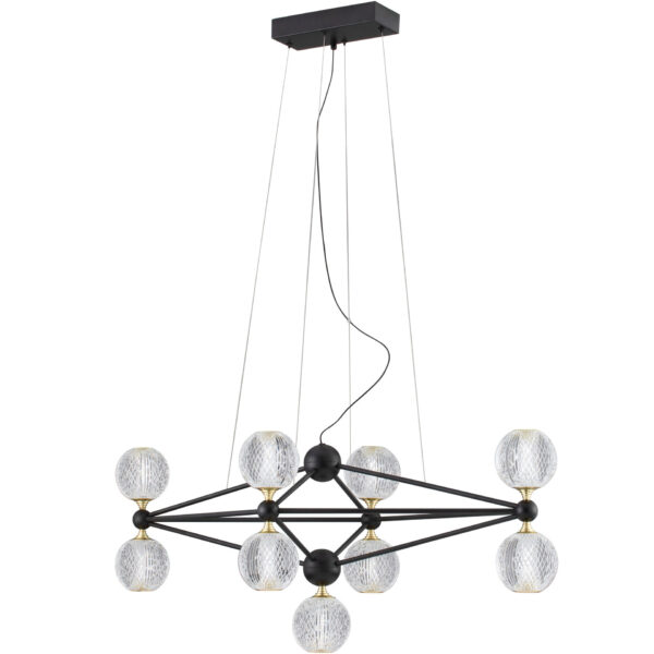 Lustra Belinda 42W 3000K, Negru si Aluminiu, Acrilic Nova Luce