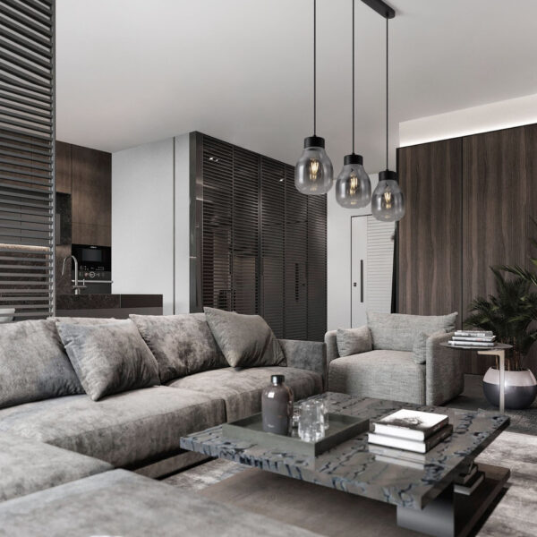 Lustra Blacu 36W, Gri si Sticla, Metal Nova Luce