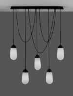 Lustra Blaky 25W, Negru, Alb si Sticla, Metal Nova Luce