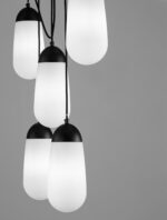 Lustra Blaky 25W, Negru, Alb si Sticla, Metal Nova Luce