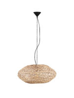 Lustra Bola 12W, Negru, Bej si Textil, Ratan Nova Luce