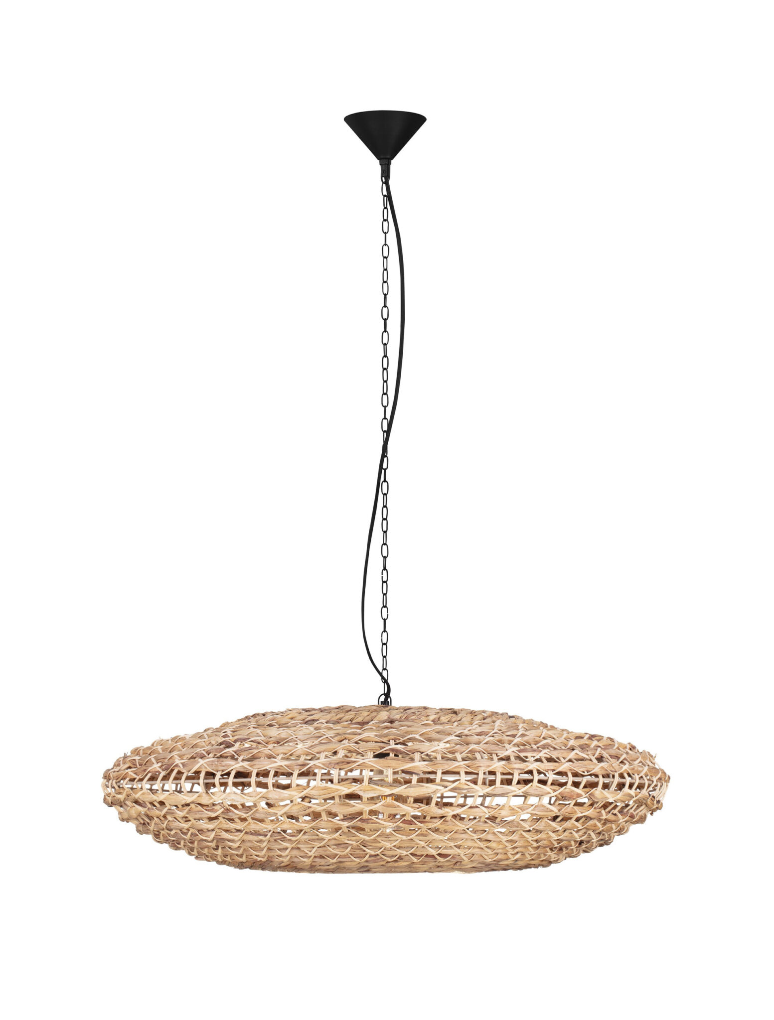 Lustra Bola 12W, Negru, Bej si Textil, Ratan Nova Luce