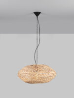 Lustra Bola 12W, Negru, Bej si Textil, Ratan Nova Luce