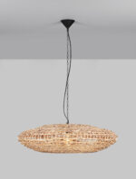 Lustra Bola 12W, Negru, Bej si Textil, Ratan Nova Luce