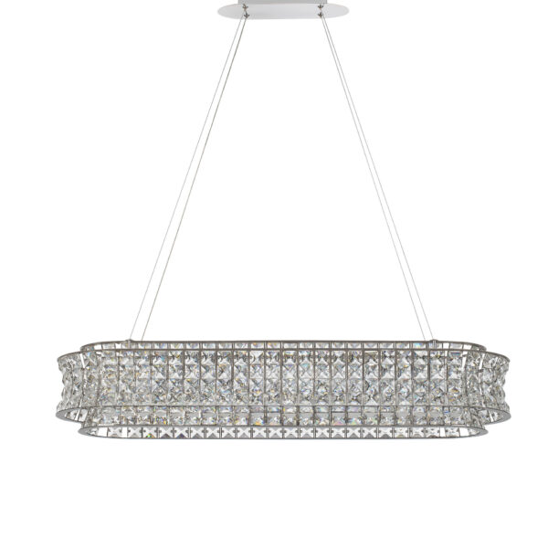 Lustra Celysia 74W 3500 K, Crom si Metal, Cristal Nova Luce