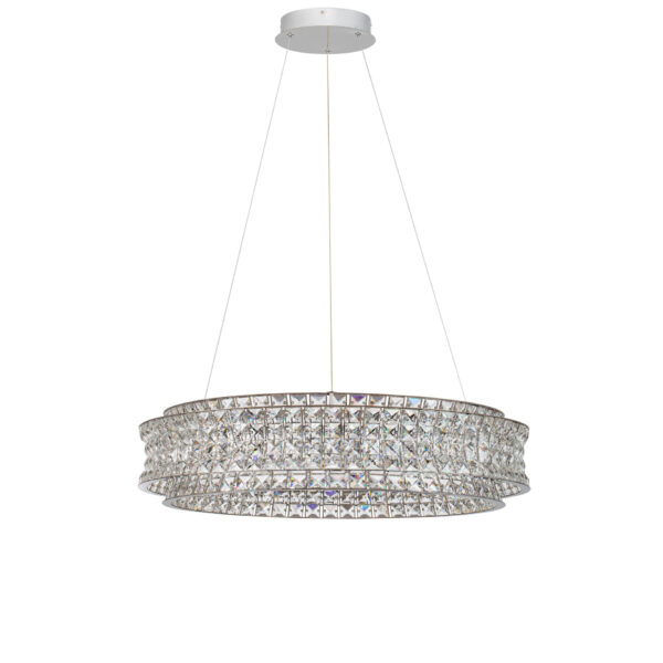 Lustra Celysia 74W 3500 K, Crom si Metal, Cristal Nova Luce
