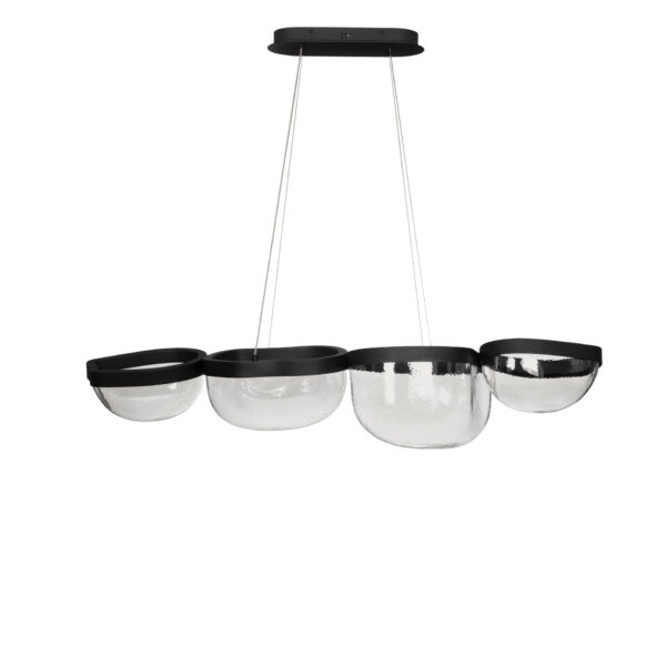 Lustra Clair 43W 3000K, Negru si Otel, Sticla Nova Luce