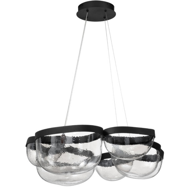 Lustra Clair 65W 3000K, Negru si Otel, Sticla Nova Luce