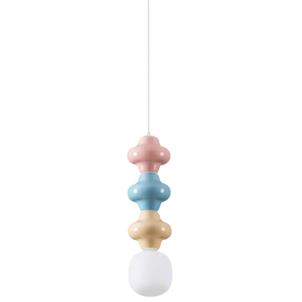 Lustra Clio 5W, Albastru, Crem, Roz si Sticla, Metal, Ceramica Nova Luce