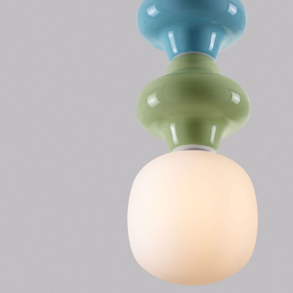 Lustra Clio 5W, Verde, Albastru si Sticla, Metal, Ceramica Nova Luce