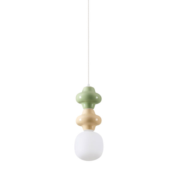 Lustra Clio 5W, Verde, Crem si Sticla, Metal, Ceramica Nova Luce