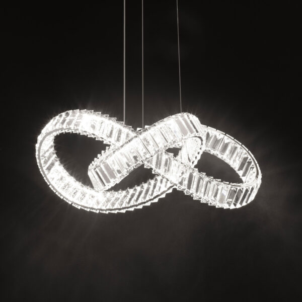 Lustra Conceto 49W 3500 K, Crom si Metal, Cristal Nova Luce