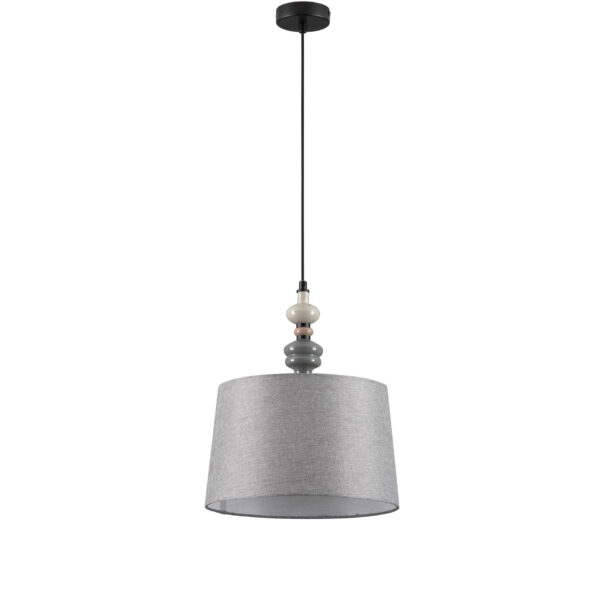 Lustra Damo 12W, Gri, Crem si Metal, Ceramica, Textil Nova Luce