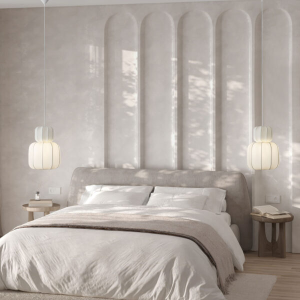 Lustra Delina 12W, Alb si Otel, Textil Nova Luce