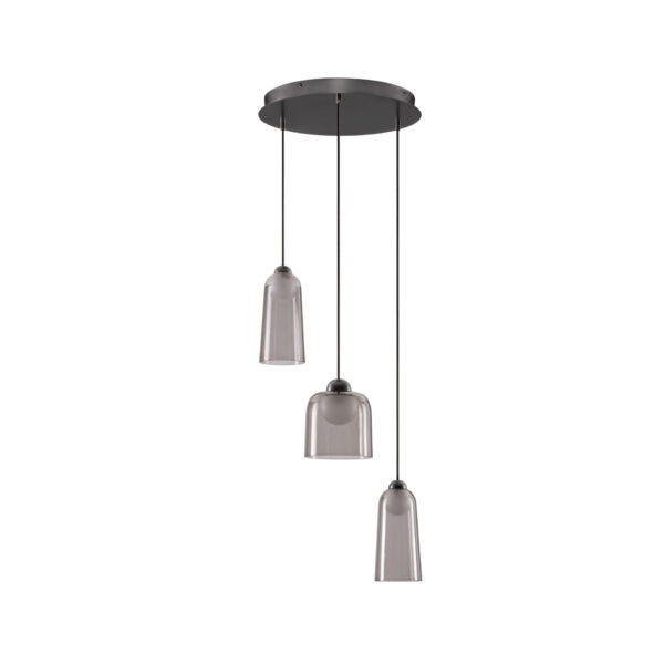 Lustra Dione 15W 3000K, Negru, Fumuriu si Aluminiu, Acrilic, Otel carbon Nova Luce