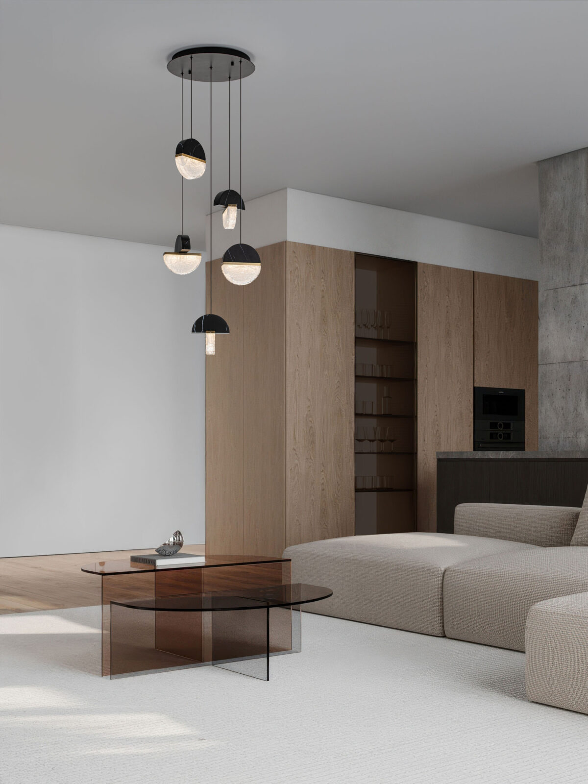 Lustra Dorin 30W 3000K, Negru, Alb, Auriu si Sticla, Aluminiu, Metal, Marmura artificiala Nova Luce