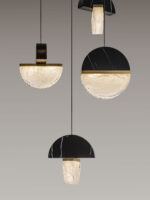 Lustra Dorin 30W 3000K, Negru, Alb, Auriu si Sticla, Aluminiu, Metal, Marmura artificiala Nova Luce