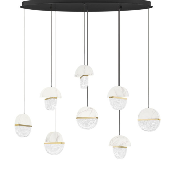 Lustra Dorin 48W 3000K, Negru, Alb, Auriu si Sticla, Aluminiu, Metal, Marmura artificiala Nova Luce
