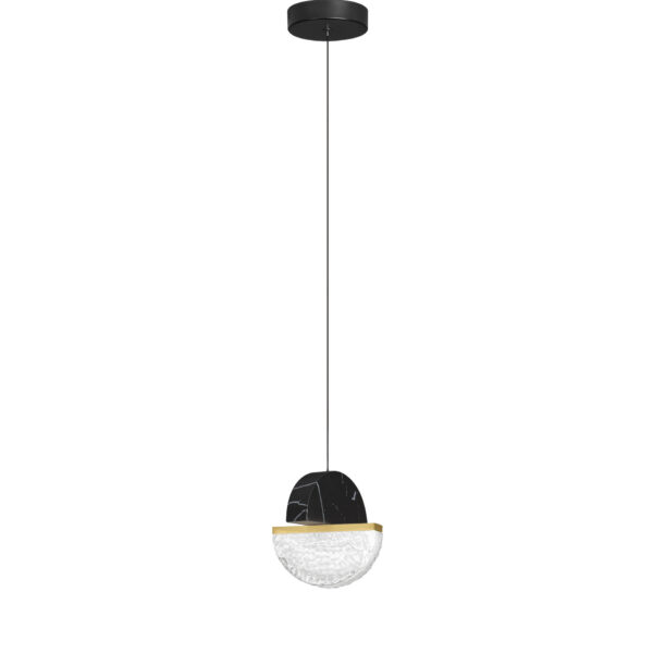 Lustra Dorin 7W 2700 K, Negru, Alb, Auriu si Sticla, Aluminiu, Metal, Marmura artificiala Nova Luce
