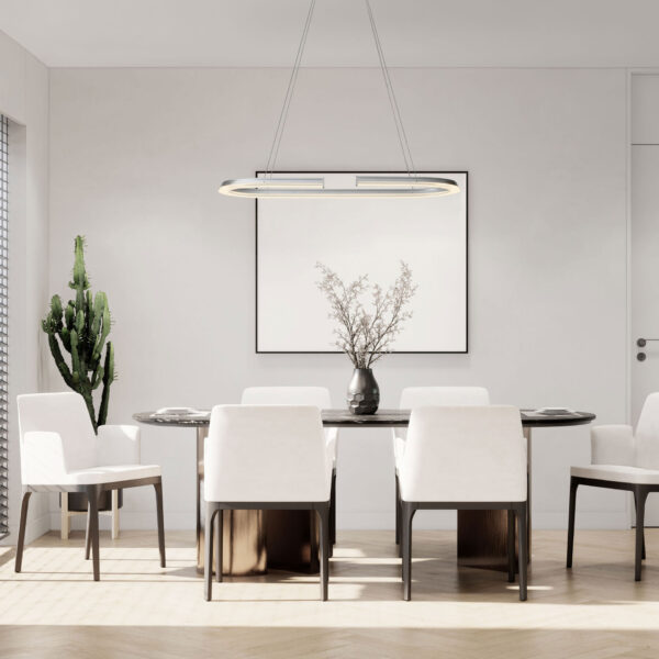 Lustra Elmo 48W 3500 K, Crom si Aluminiu, Acrilic, Otel inoxidabil Nova Luce