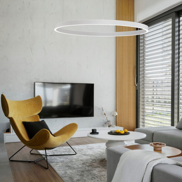 Lustra Elowen 106W 3000K, Alb si Aluminiu, Acrilic Nova Luce