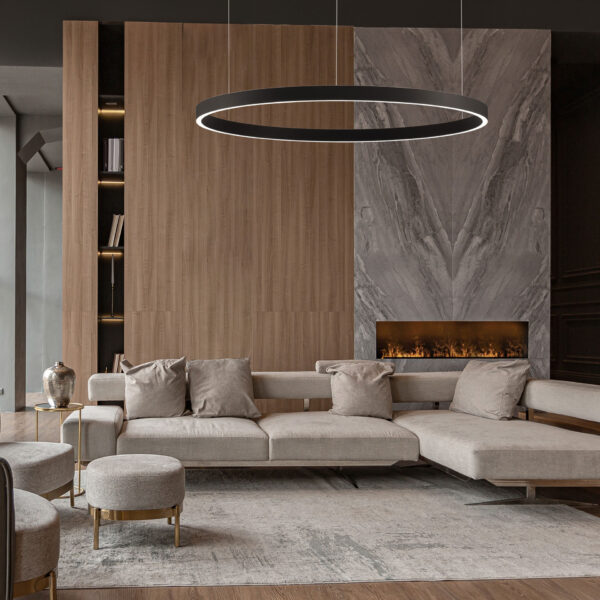 Lustra Elowen 106W 3000K, Negru si Aluminiu, Acrilic Nova Luce