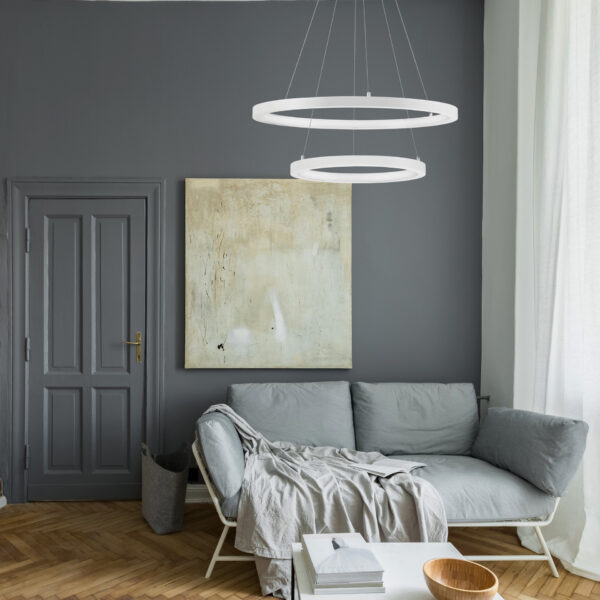 Lustra Empatia 60W 3000K, Alb si Aluminiu, Acrilic Nova Luce