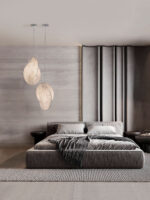 Lustra Esperia 12W, Alb si Metal, Matase Nova Luce