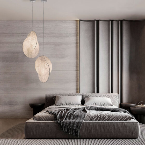 Lustra Esperia 12W, Alb si Metal, Matase Nova Luce