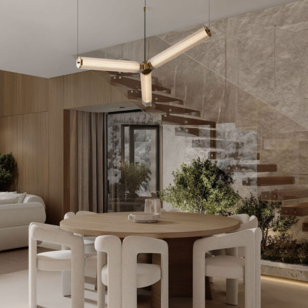 Lustra Essenzo 23W 3000K, Alama antichizata si Otel, Sticla Nova Luce