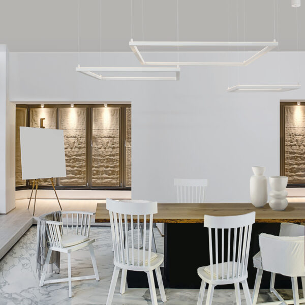 Lustra Eterna 50W 3000K, Alb si Aluminiu, Acrilic Nova Luce