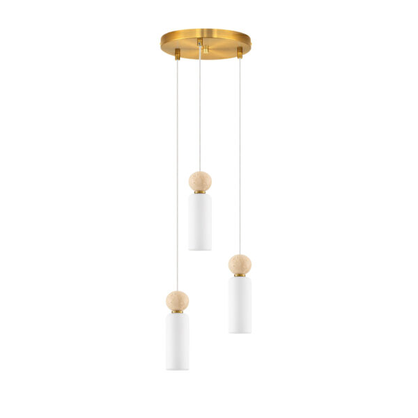 Lustra Filomena 15W, Alb, Auriu si Sticla, Metal, Travertin Nova Luce