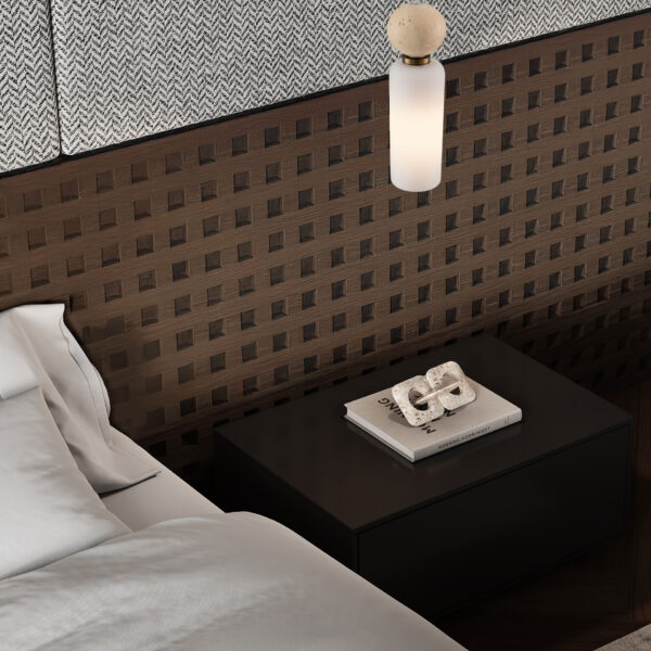 Lustra Filomena 5W, Alb, Auriu si Sticla, Metal, Travertin Nova Luce