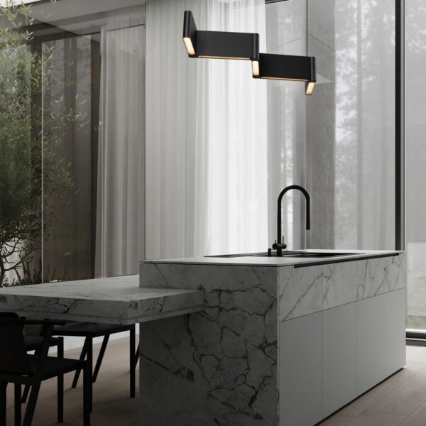 Lustra Flusso 43W 3000K, Negru si Aluminiu, Acrilic Nova Luce