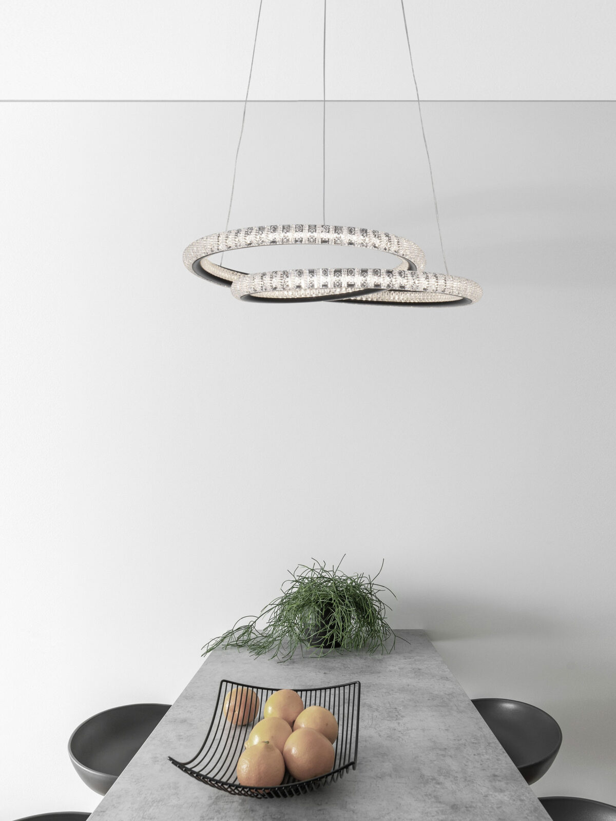 Lustra Ginevra 45W 3000K, Negru si Aluminiu, Acrilic Nova Luce