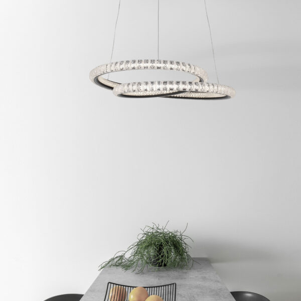 Lustra Ginevra 45W 3000K, Negru si Aluminiu, Acrilic Nova Luce