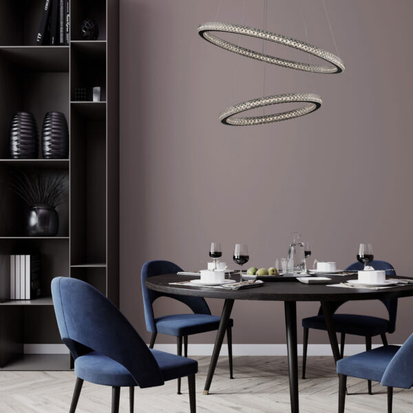 Lustra Ginevra 54W 3000K, Negru si Aluminiu, Acrilic Nova Luce